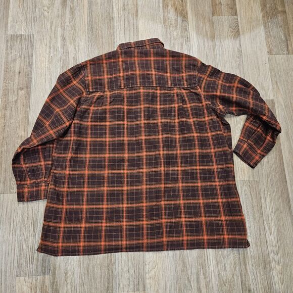 Vtg Venezia Plaid Flannel Shirt Womens 14/16 XL Brown Orange Swiftie Evermore - Picture 5 of 8